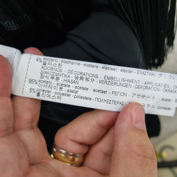 Zara Fringe Dress L 12 Flapper 1920s Black Party Fancy Dress Knee Length - Picture 6 of 10